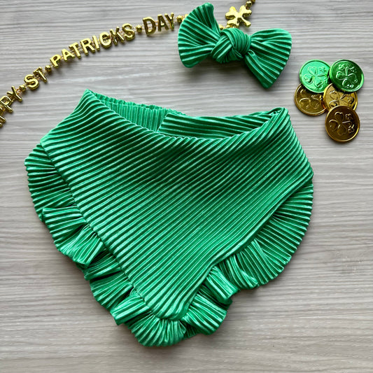 St. Patricks Dog bandana with ruffles, emerald
