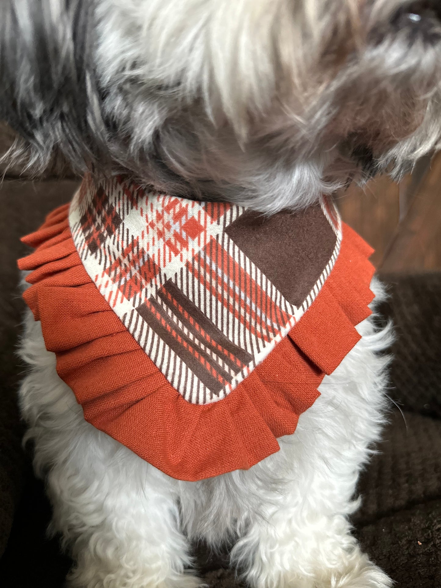 Pumpkin Spice Beige Plaid Autumn Bandana