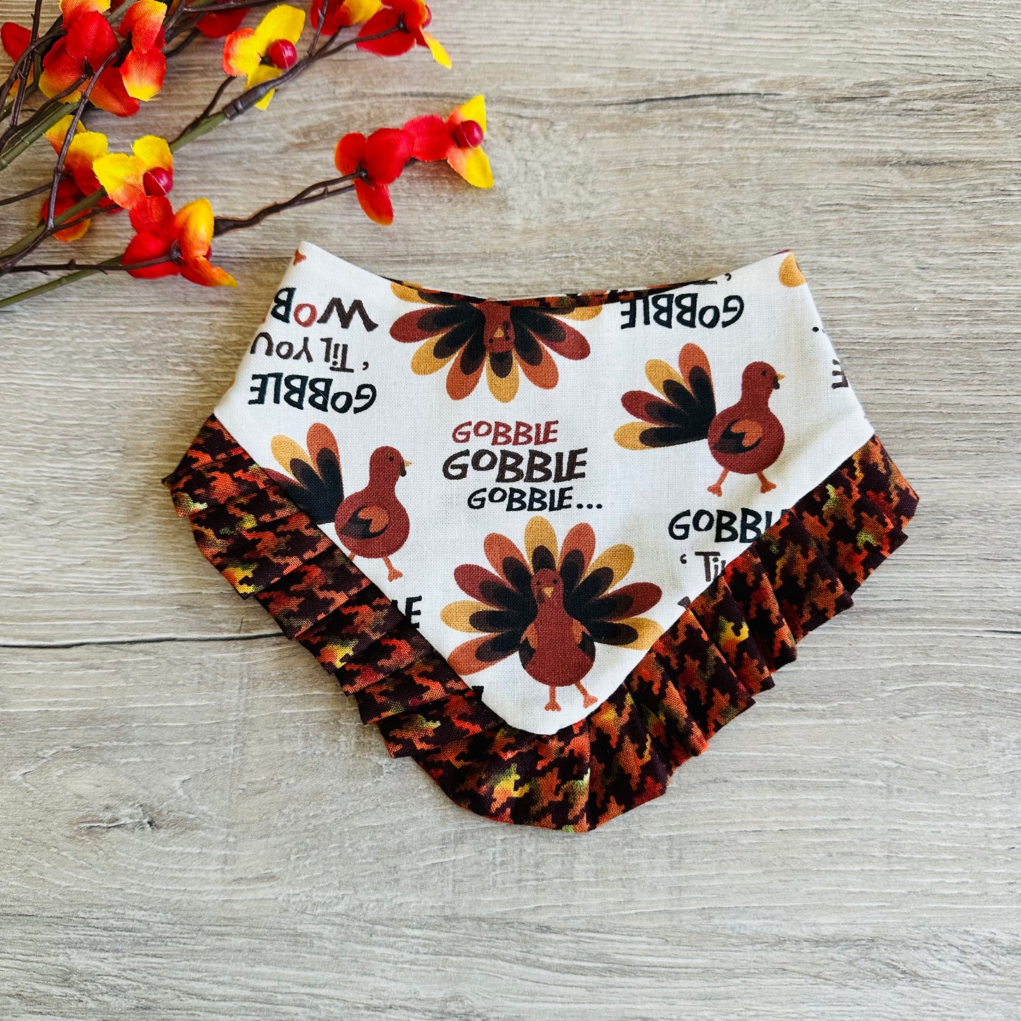 Thanksgiving Gobbie Gobble dog bandana