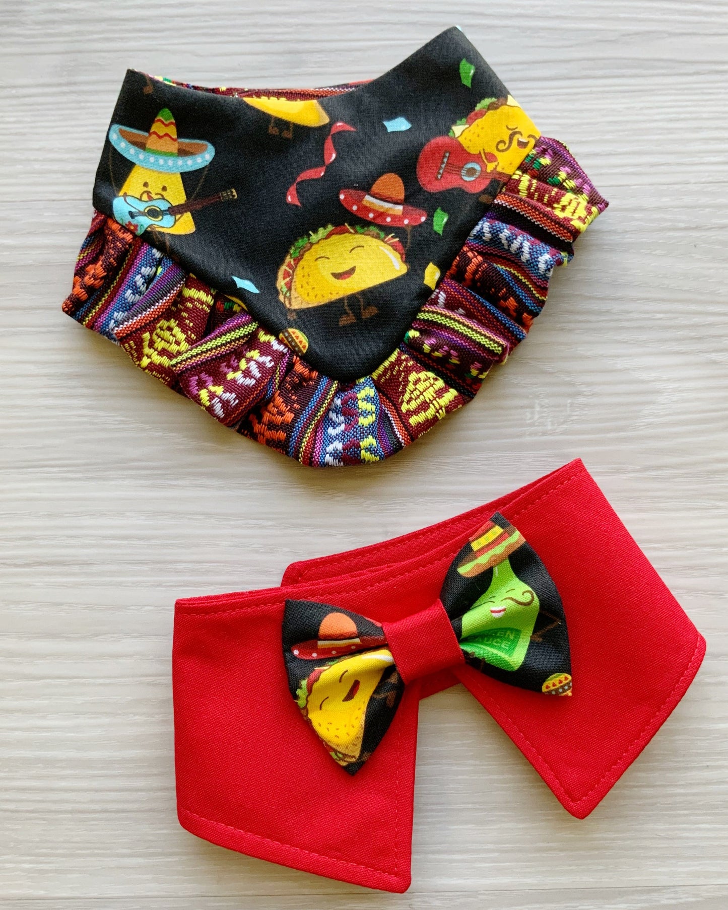 Cinco de Mayo Dog Collar Bandana, Tacos fiesta Tuxedo