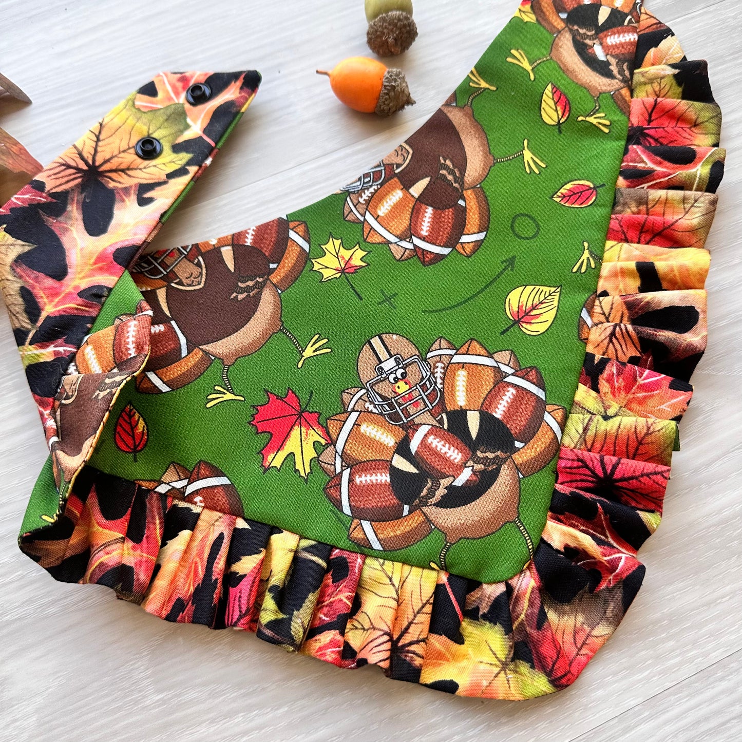 Thanksgiving Football Dog Bandana with Ruffle