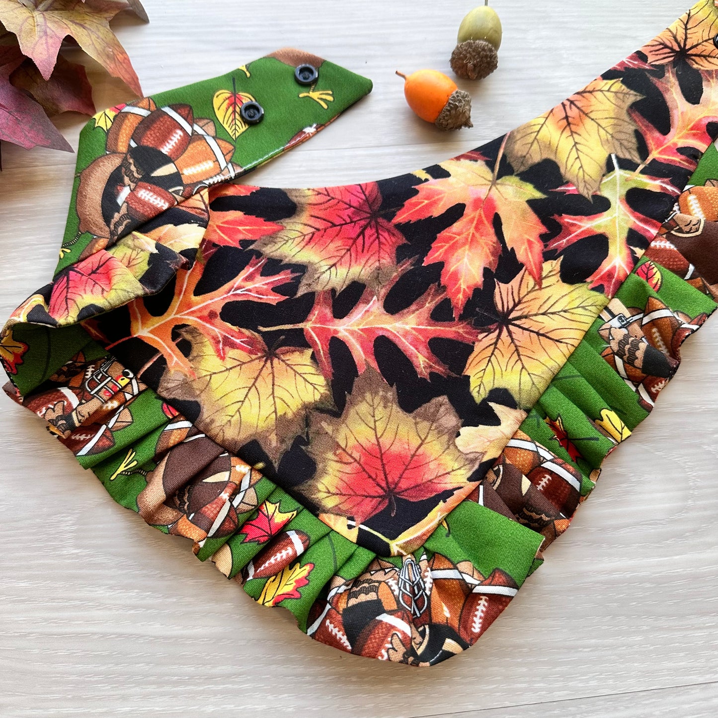 Thanksgiving Football Dog Bandana with Ruffle