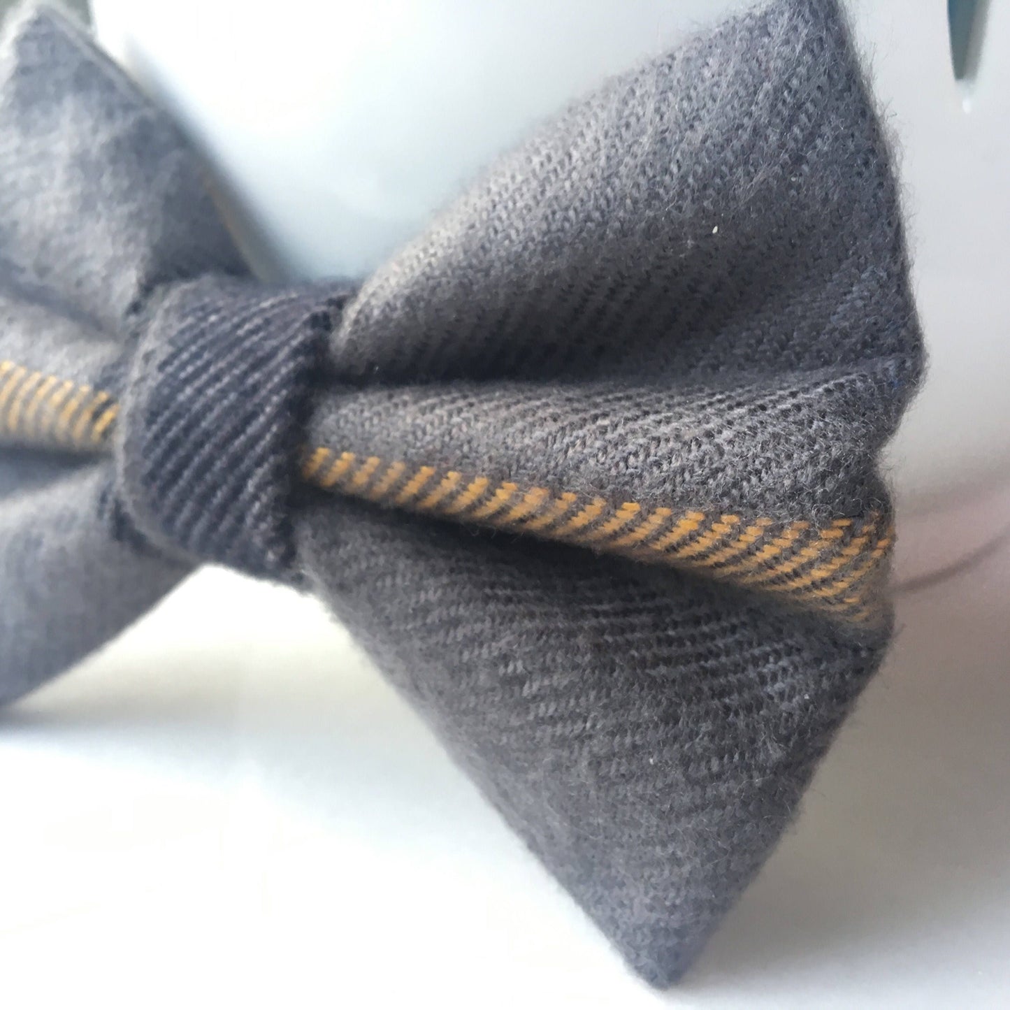 Gray and Yellow plaid Bow Tie, Dog Accessories, Dog Clothe, Dog Bow tie, Puppy Bow, Pet Scarf, flannel bow