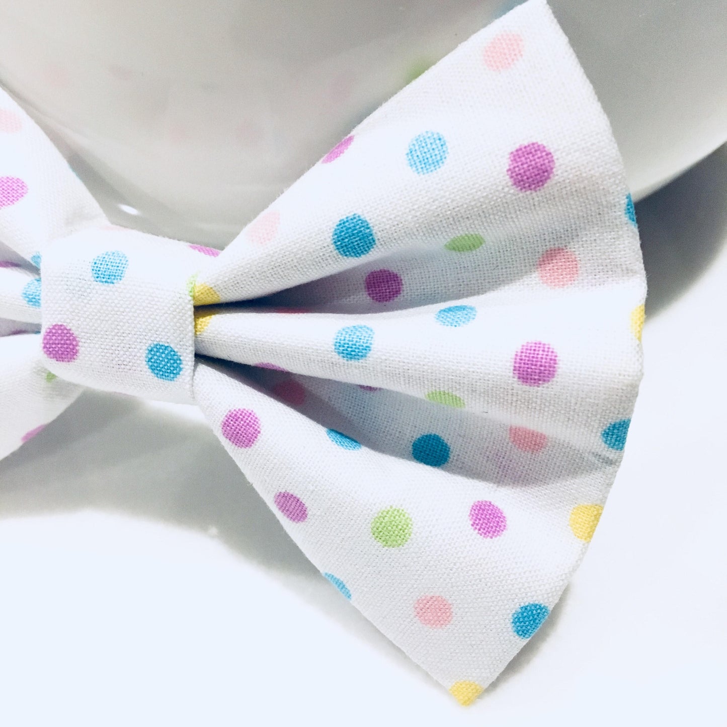 Polka Dot Dog Bow Tie, Spring Pet Collar Accessory