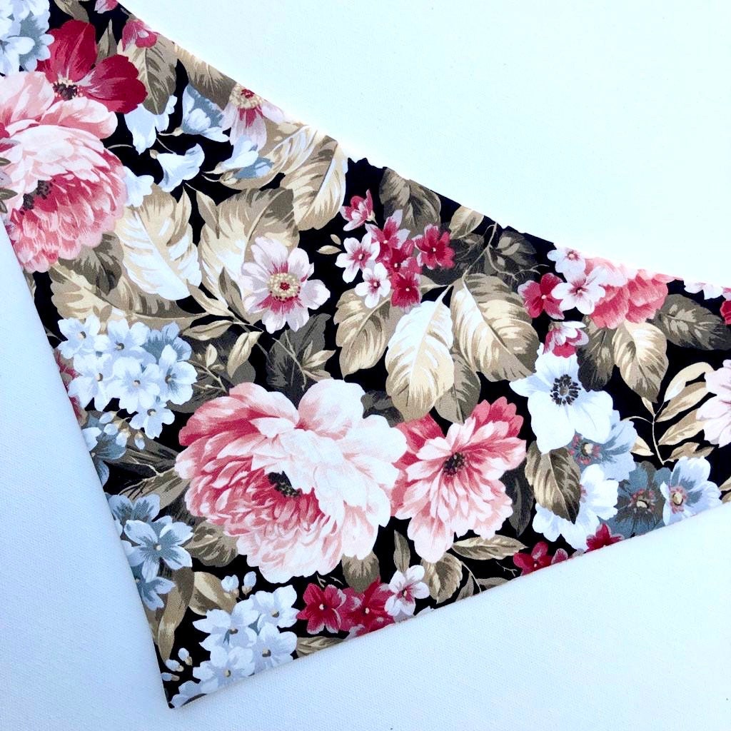 Zinnia Floral Dog Bandana, Reversible Pet Scarf