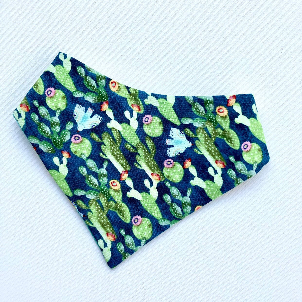 Reversible Lemonade Cactus Dog Bandana, Snap-On Pet Scarf