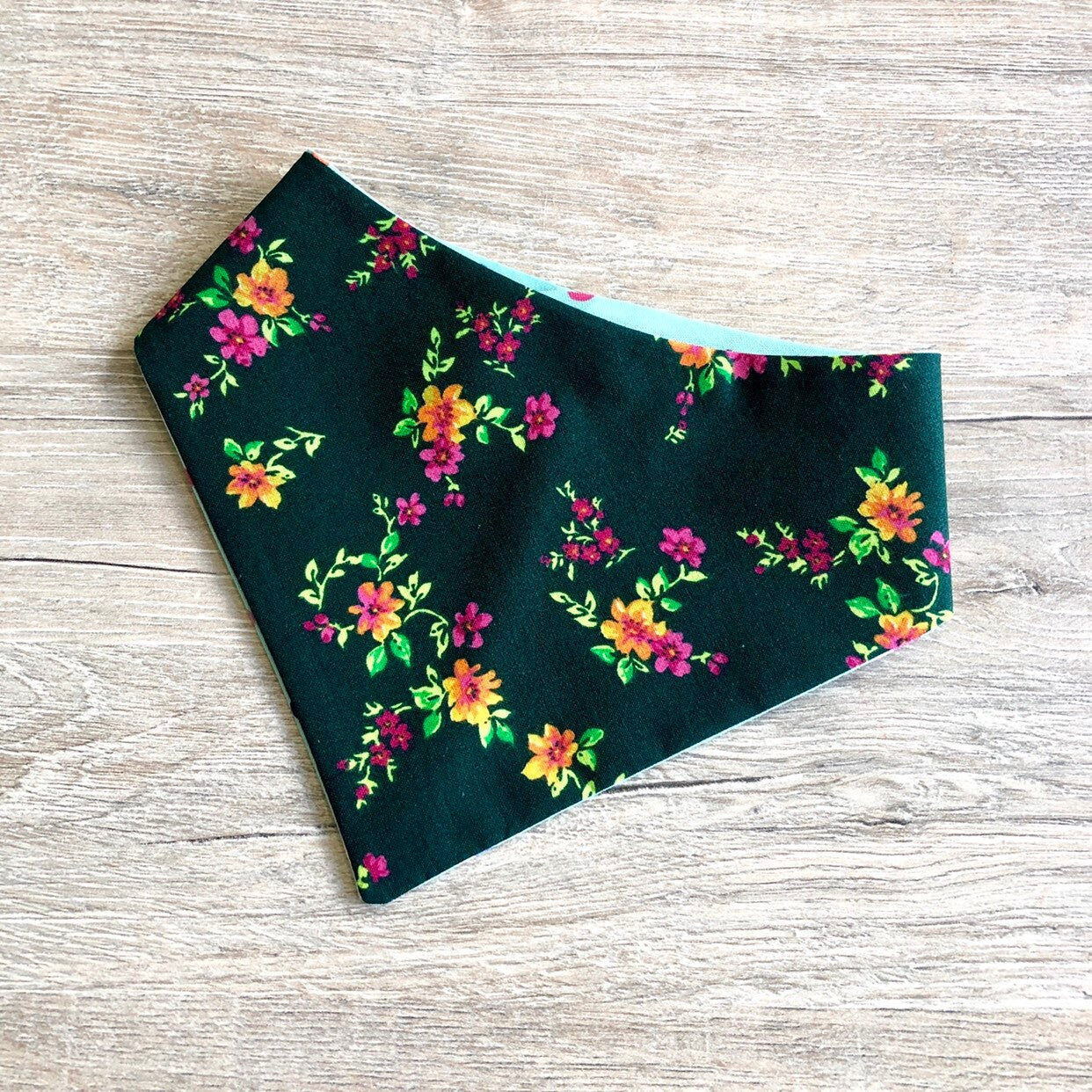Green Floral & Polka dot Dog Bandana