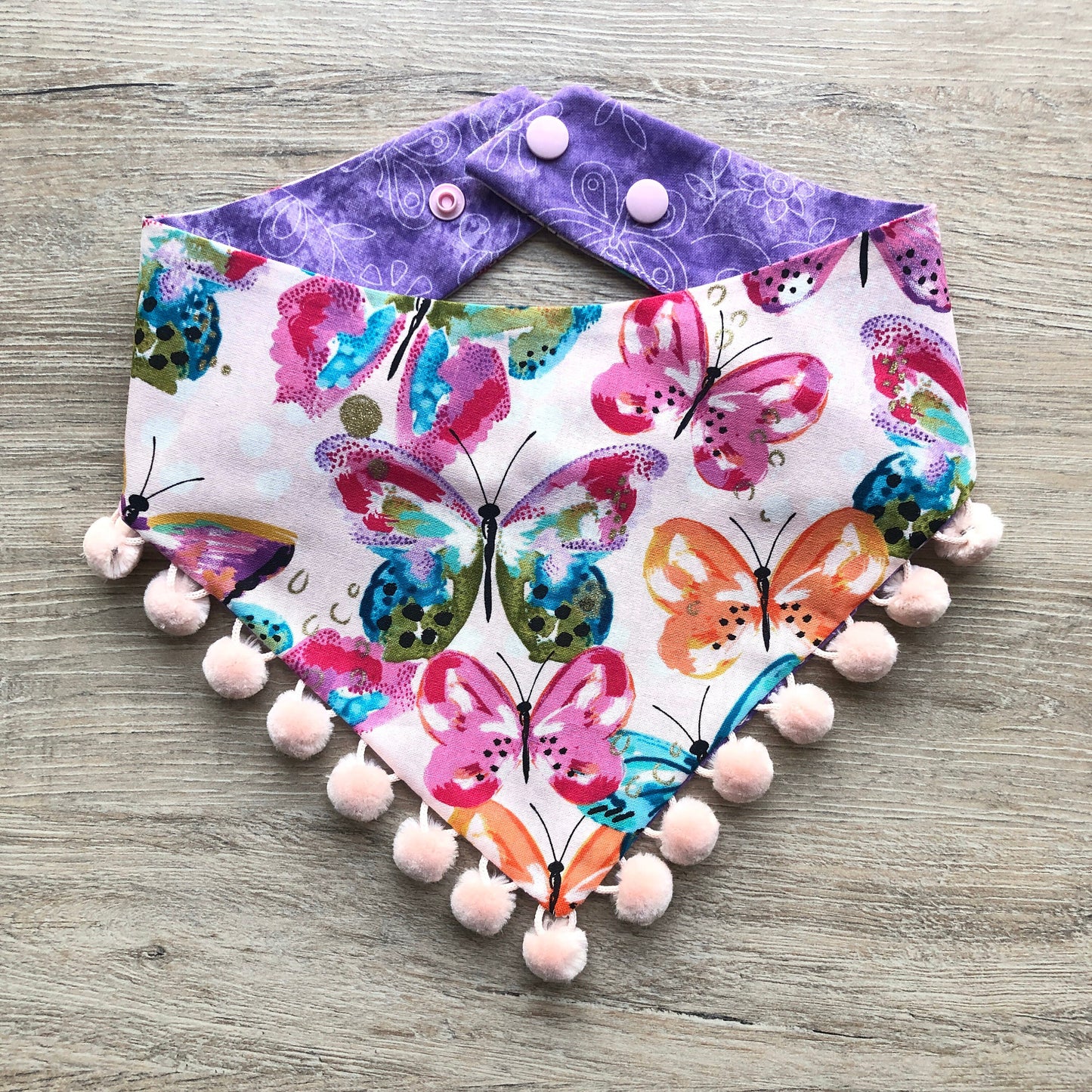Butterfly Dog Bandana, Reversible Snap Pet Scarf