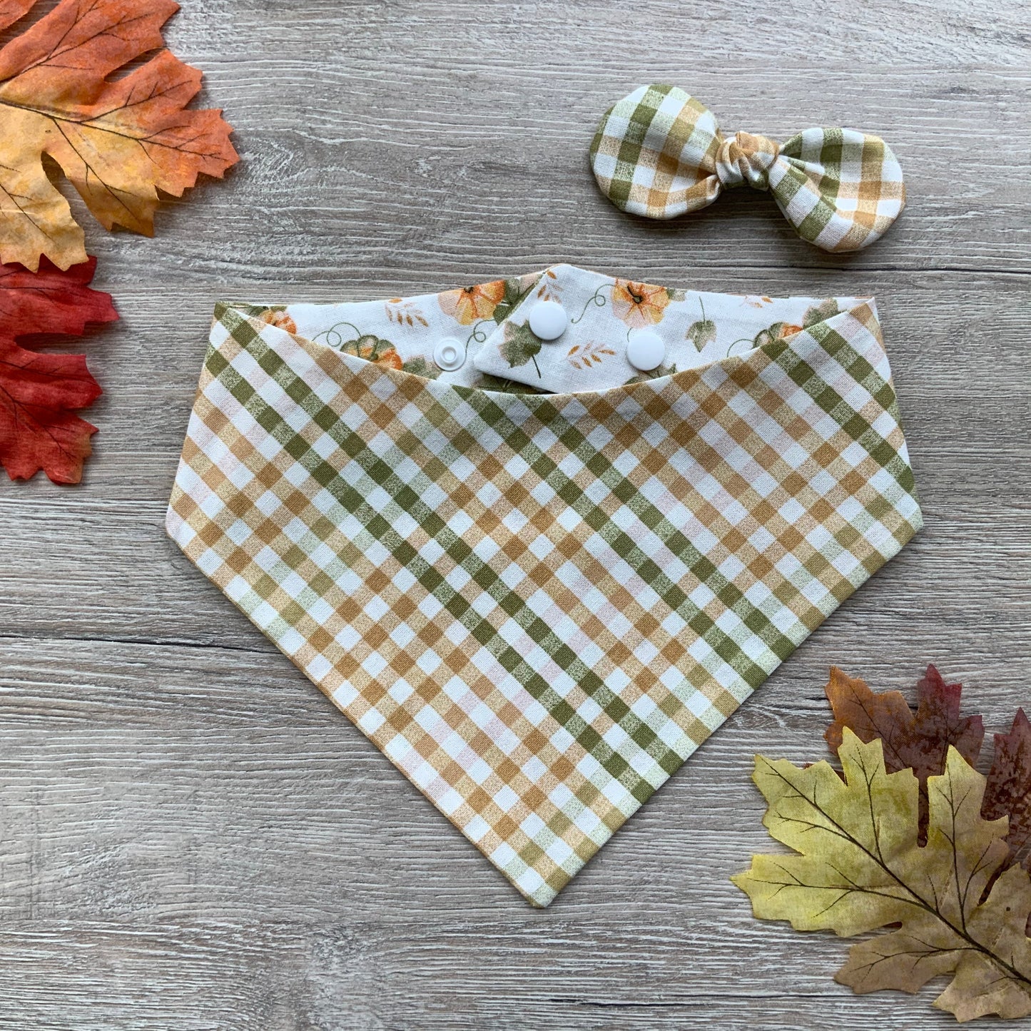 White Pumpkin Patch Fall dog bandana, Puppy bandana, Seasons Dog Bandana, easy snap-on dog bandana, pet accessory, bandana for dogs