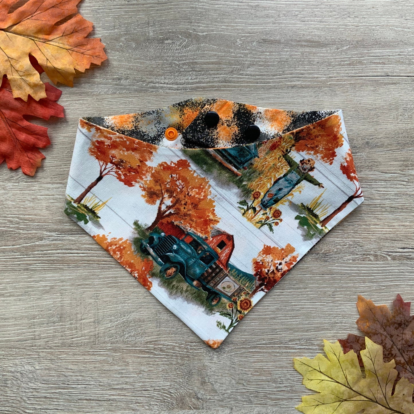 Autumn Truck Farm Dog Bandana, Snap-On Pet Bandana