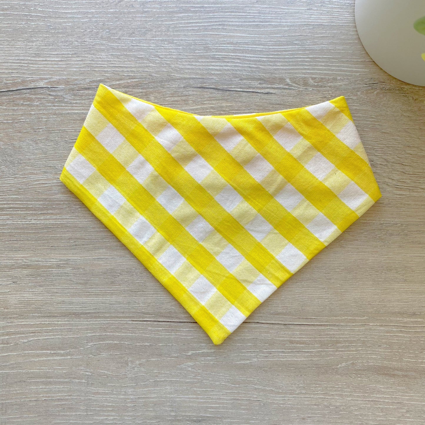 New! Yellow Gingham white, Spring Dog bandana, Snap on Bandana, Matching hair-bow, Bow and Bandana, Cute bandanas