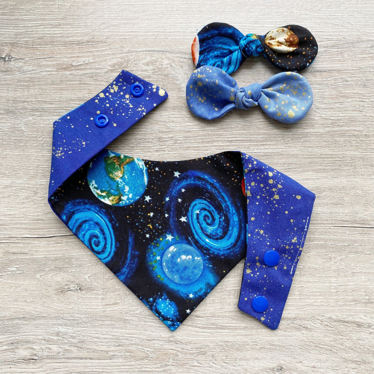 Solar System Dog Bandana, Snap-On, Reversible