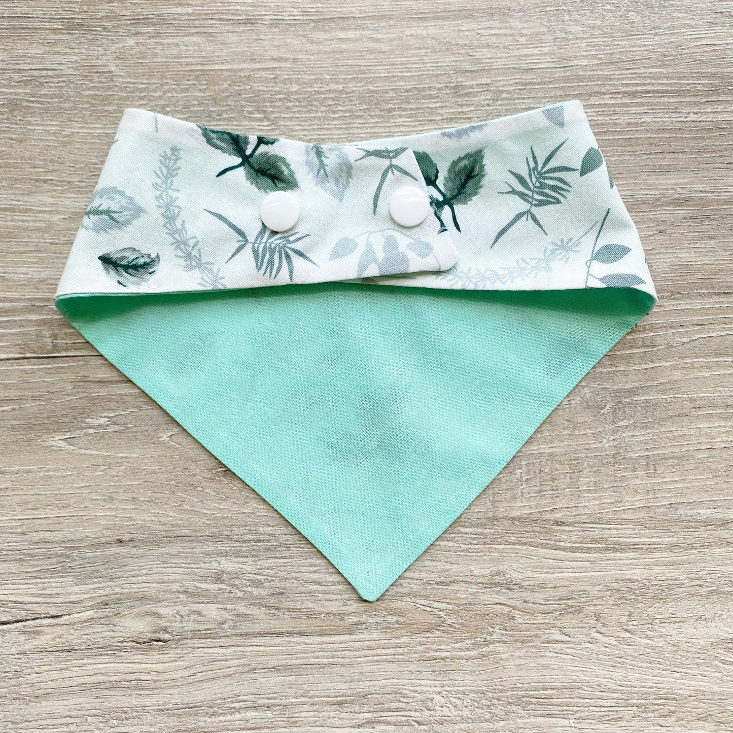 Mint Leaf Dog Bandana, Snap-On Reversible Bow Set