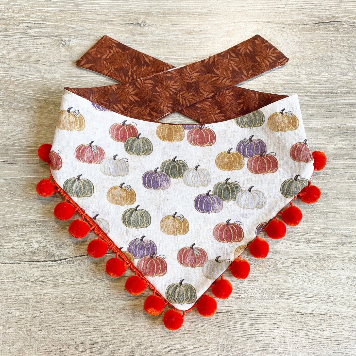 Watercolor Pumpkin Dog Bandana, Reversible Snap or Tie Pet Scarf