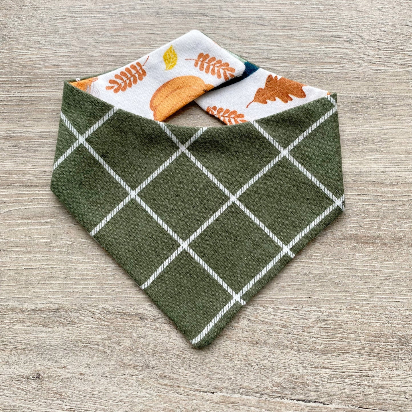 Thanksgiving Dog Bandana, Reversible Snap On, Matching Bow