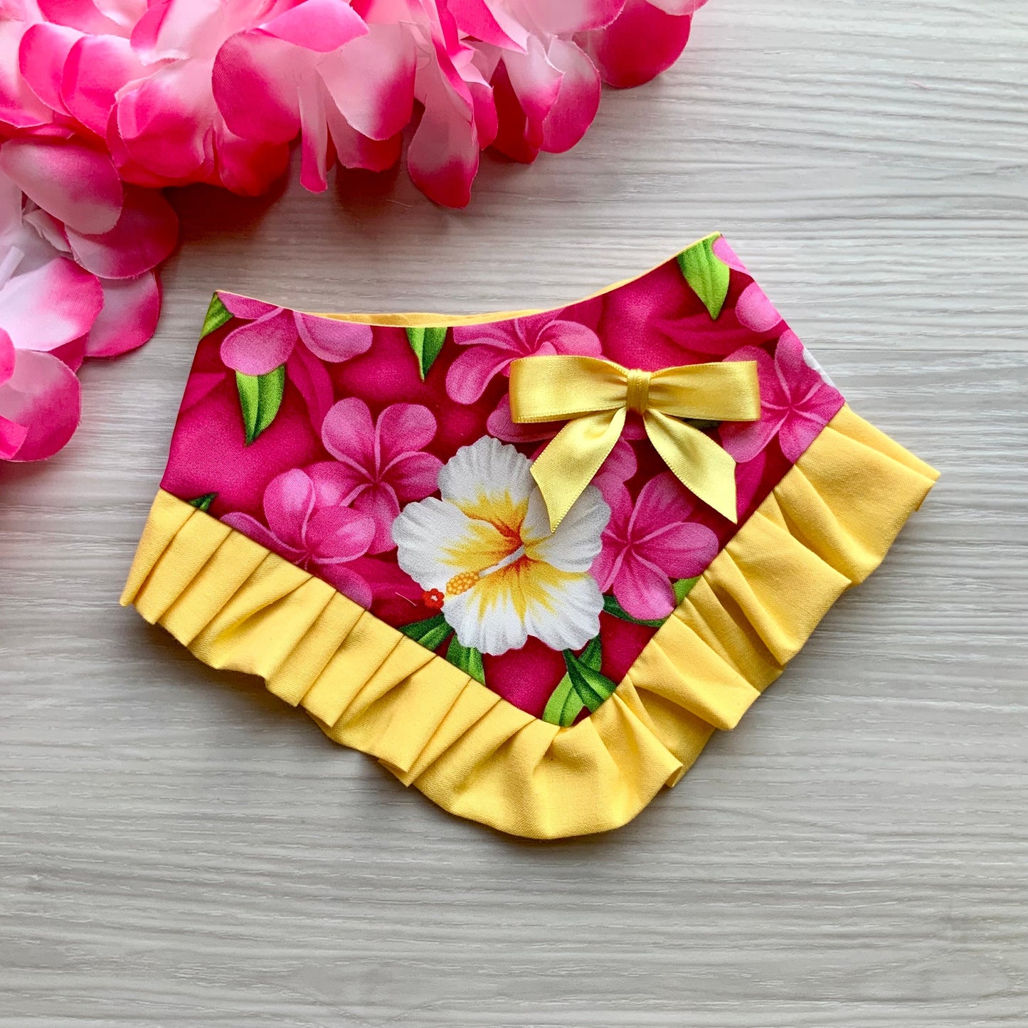Pink Aloha Island Floral, Dog Bandana with Ruffle