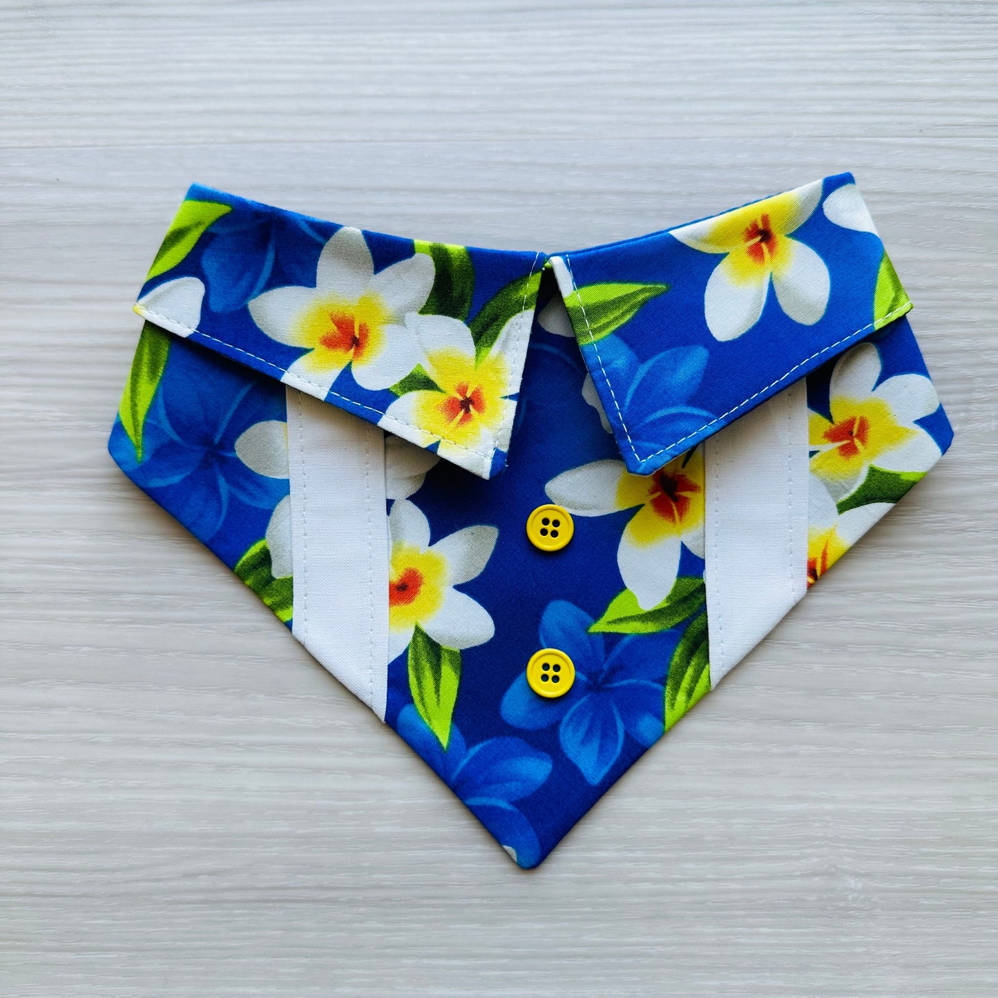 Blue Hawaiian Floral Dog Bandana with Snaps, Pet Scarf