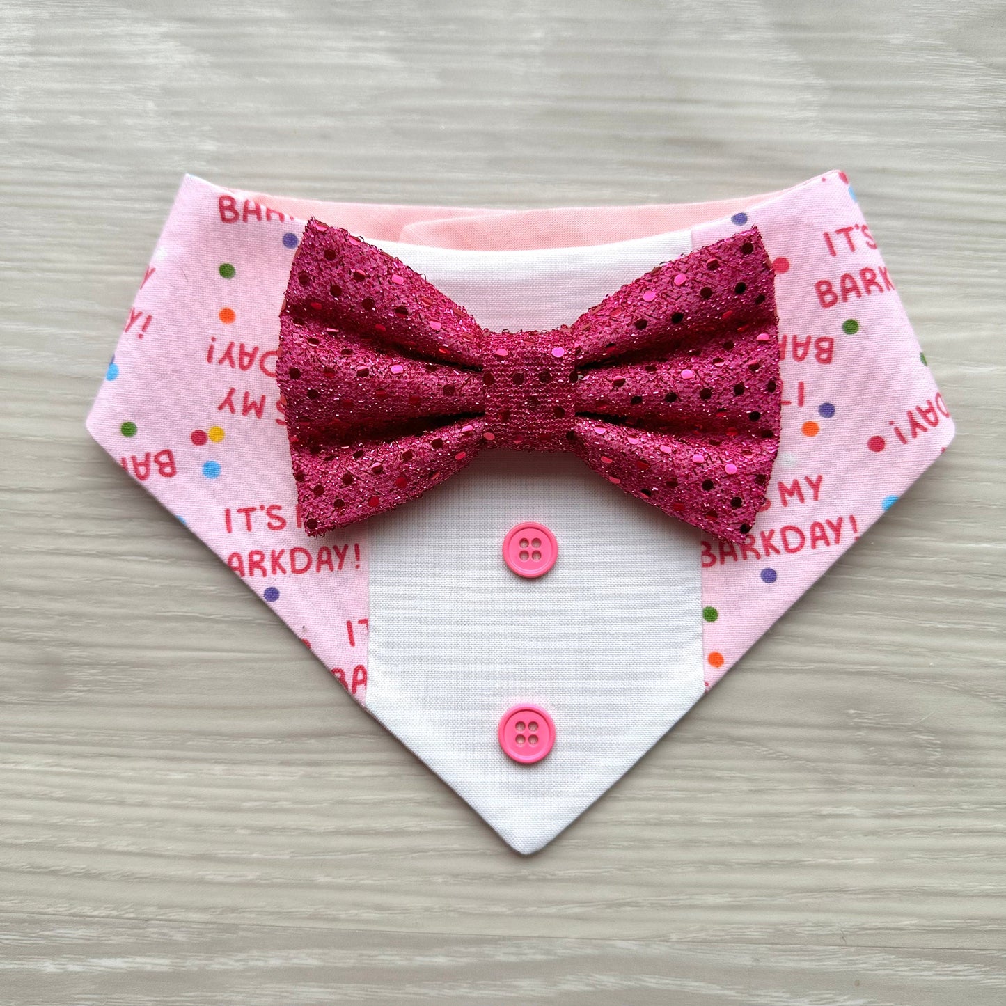 It's My Bark Day Birthday Tuxedo Bandana Pink