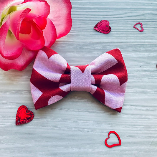 Valentines dog bow ties, Pink hearts, Dog bowties, Dog Collar Bow Tie, Dog Accessories, Dog Fashion