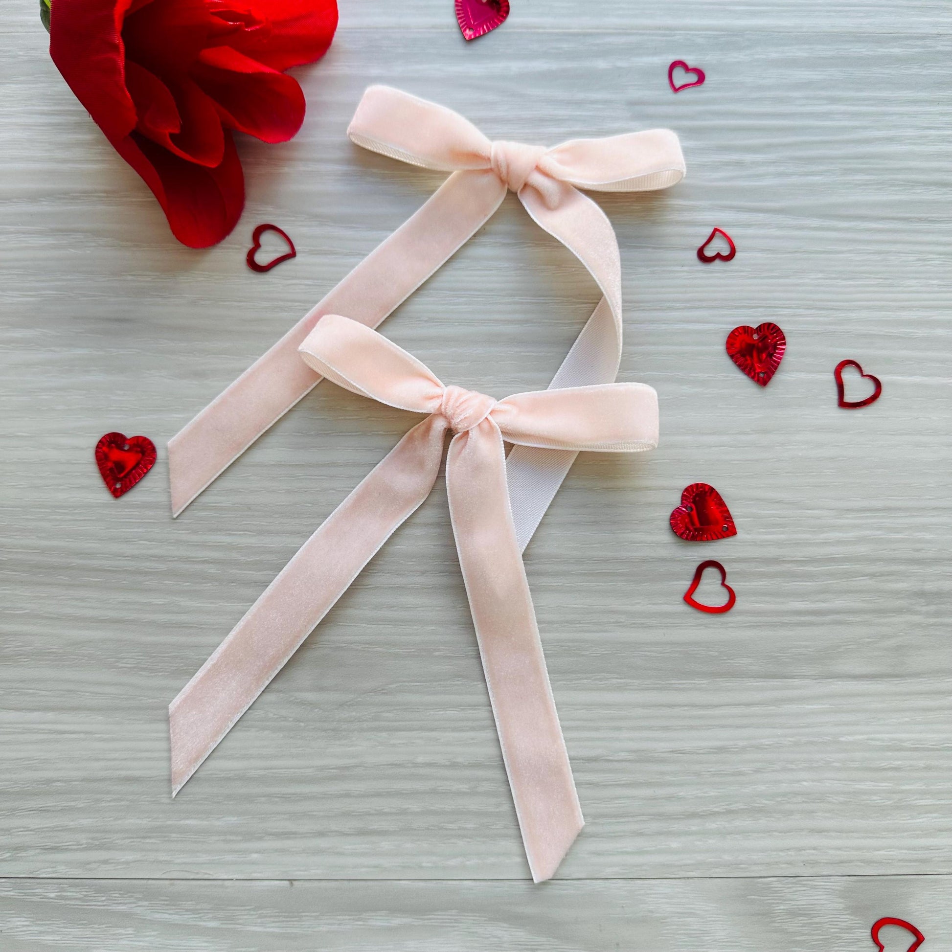 SET of 2 light pink Velvet Pignail for Dogs, Puppy hair bow, girl dog bow, hair clip for dogs, alligator clip and french barrette