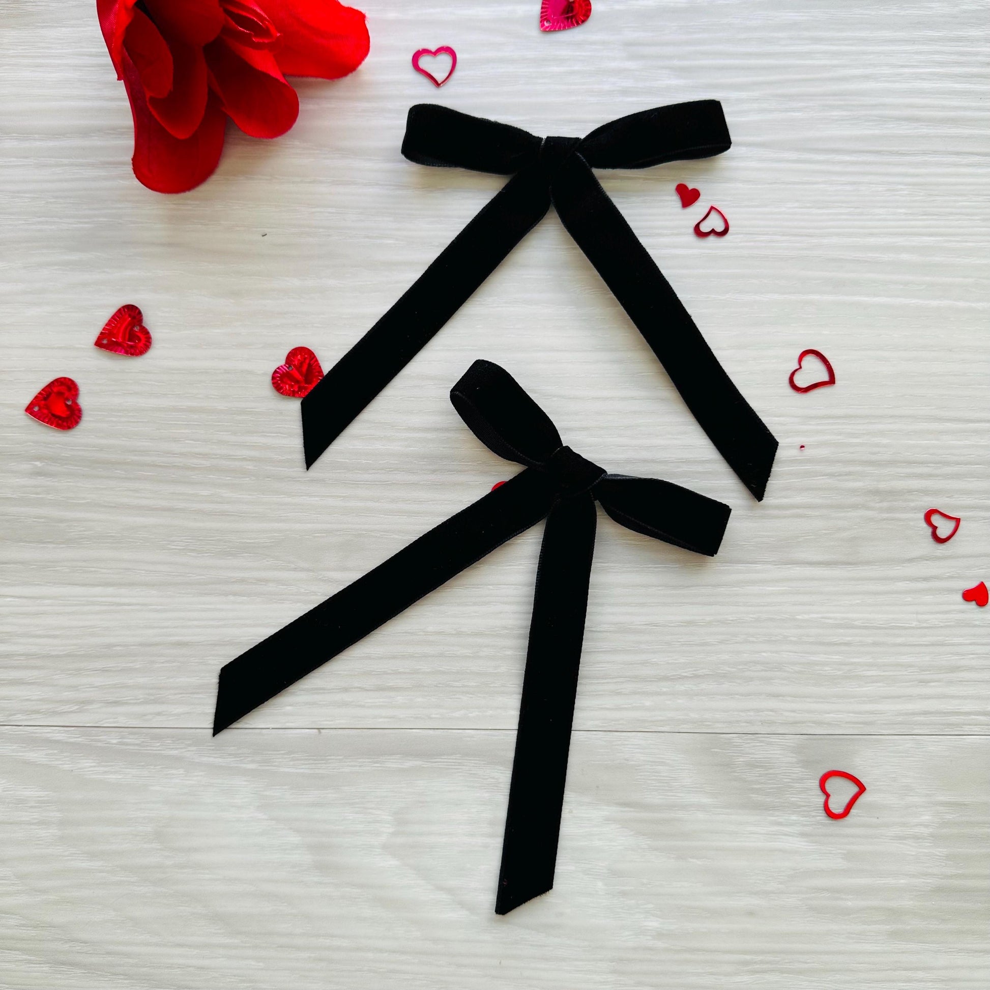 SET of 2 Black Velvet Pignail for Dogs, Puppy hair bow, girl dog bow, hair clip for dogs, alligator clip and french barrette,