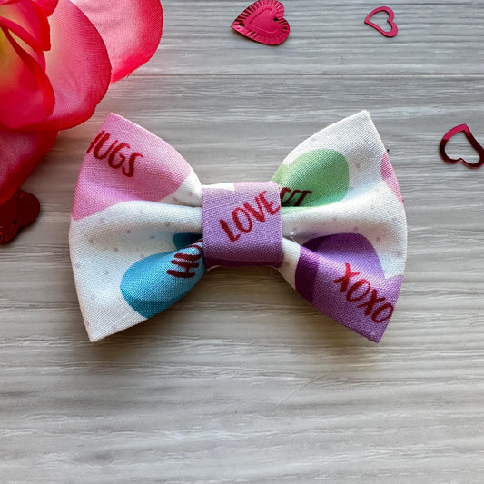 Valentines dog bow ties, Candy hearts, Dog bowties, Dog Collar Bow Tie, Dog Accessories, Dog Fashion