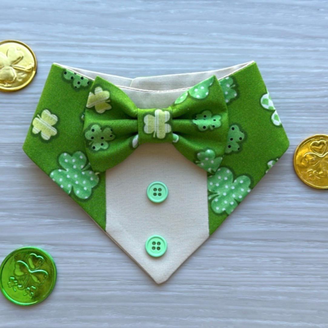 St. Patrick Dog Tuxedo Bandana, Checks shamrocks