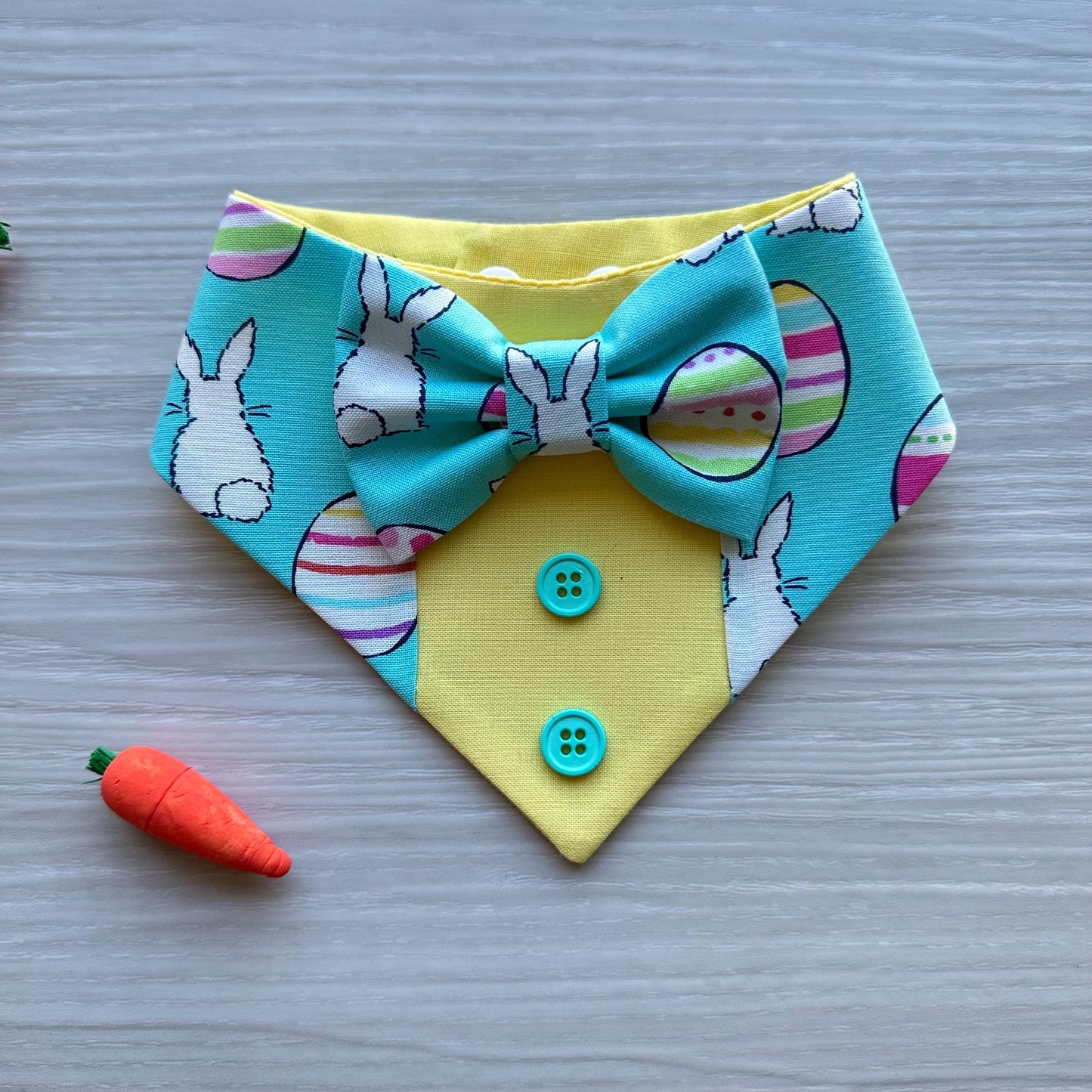 Easter Dog Tuxedo Bandana, Bunnies eggs, Bandana with bow tie for dogs, Easter cute dog boy accessories