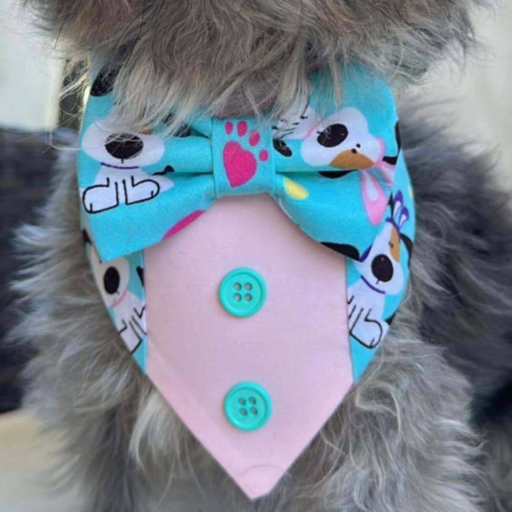 Easter Dog Tuxedo Bandana, Pink and blue