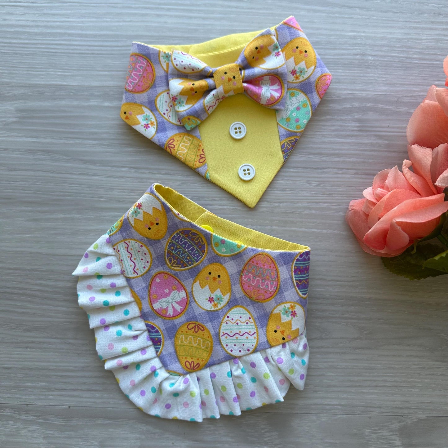 Easter Dog bandana with ruffles, Hatching eggs