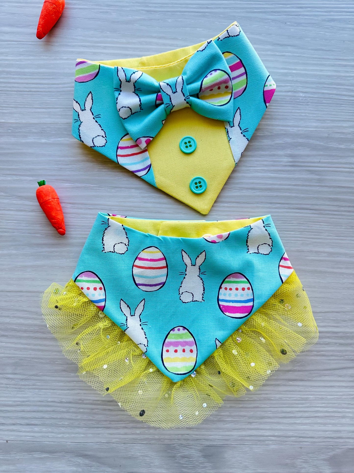 Easter Dog bandana with ruffles, Bunnies eggs