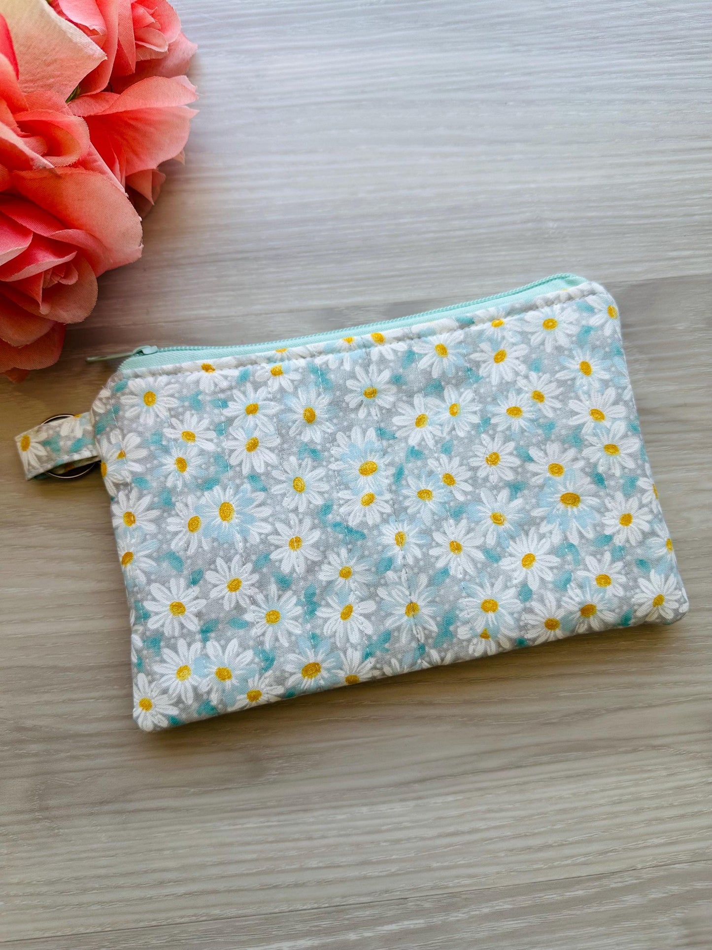 zipper pouch wristlets, quilted pouch handmade, small purse organizer,