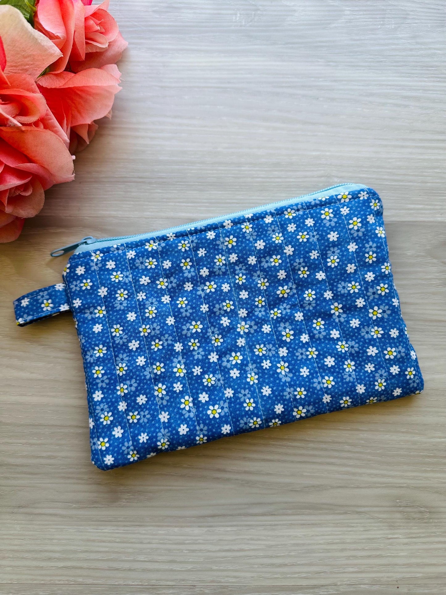 zipper pouch wristlets, quilted pouch handmade, small purse organizer,