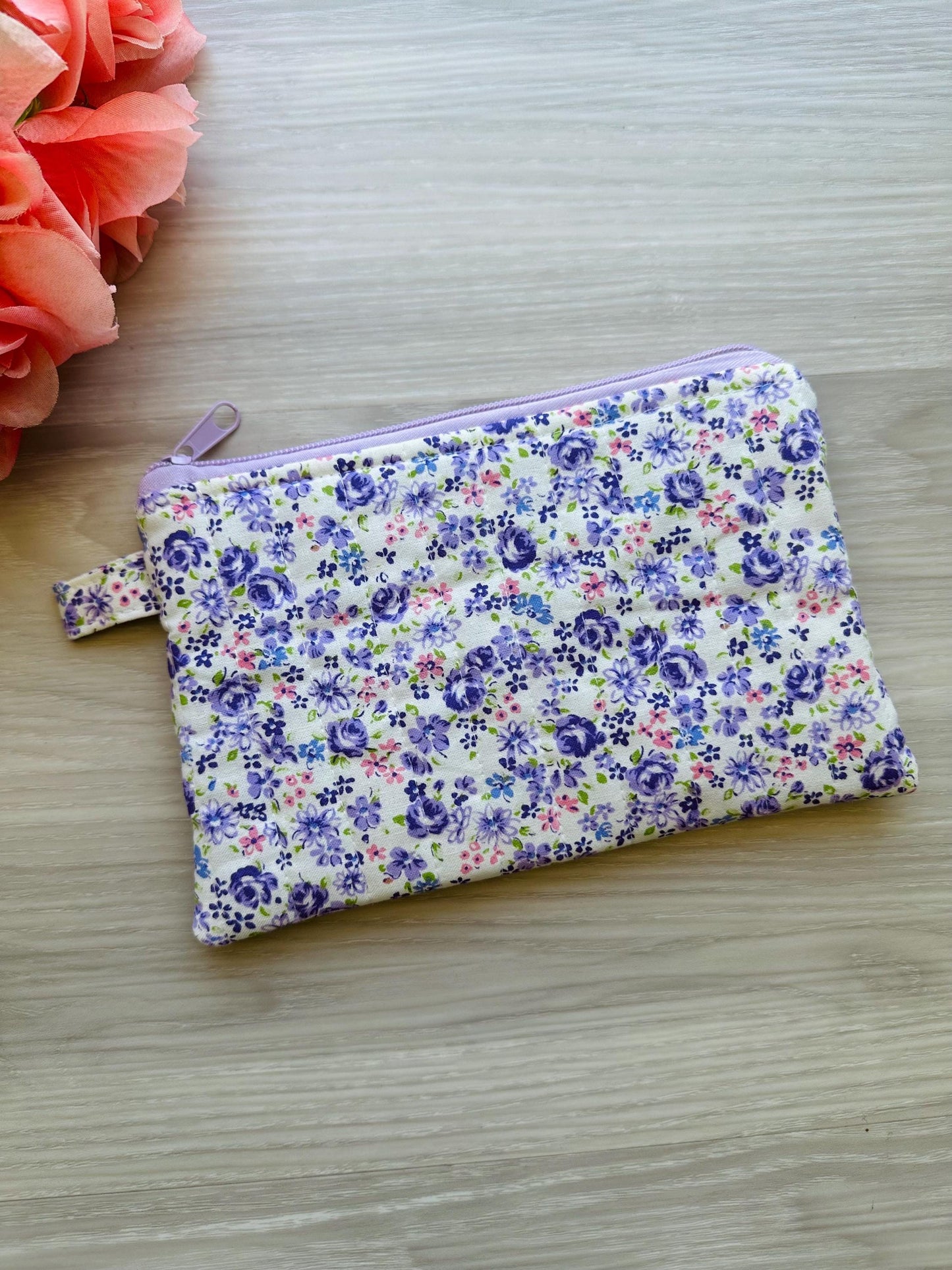 zipper pouch wristlets, quilted pouch handmade, small purse organizer,