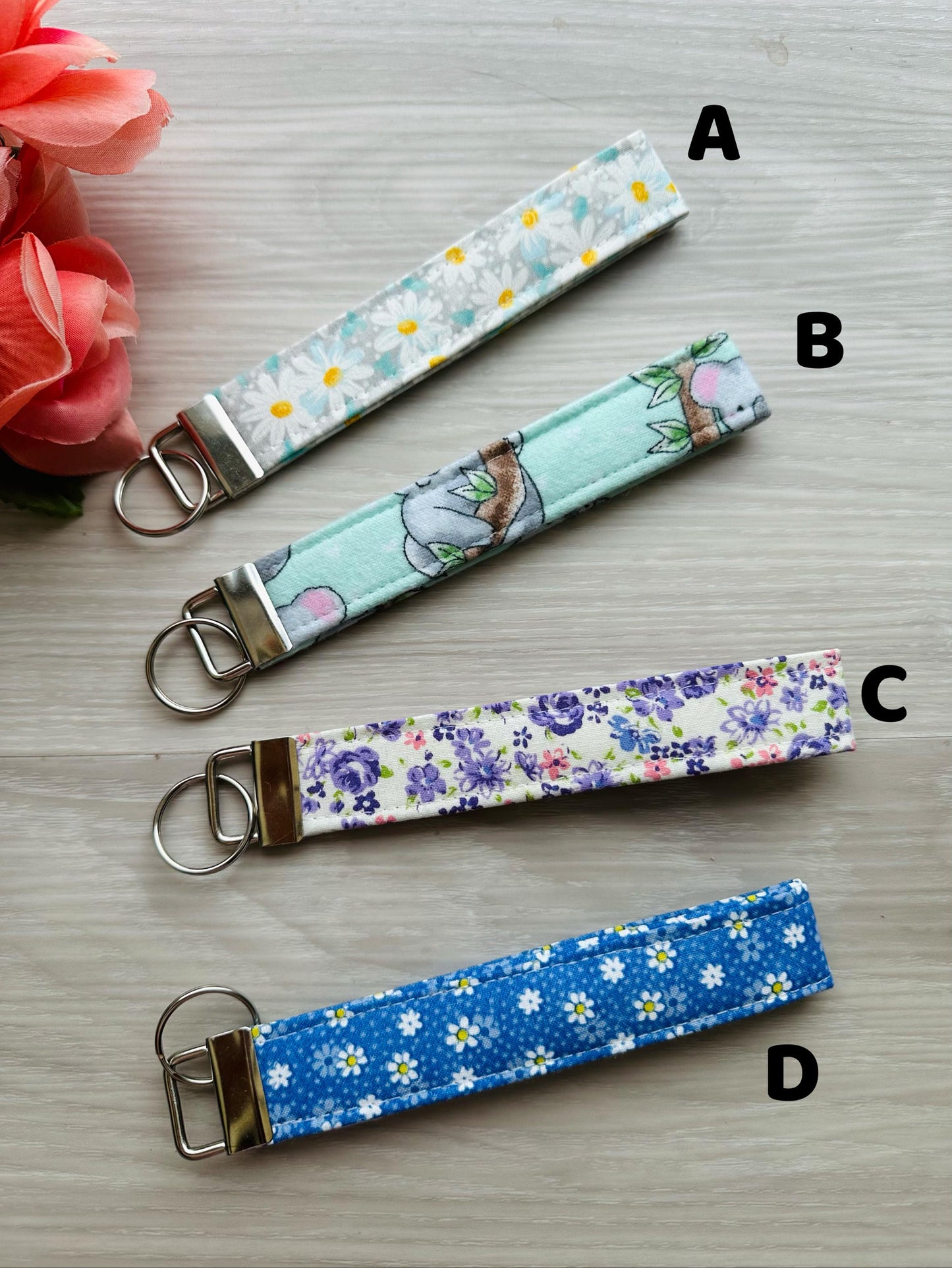 keychain wristlets strap, Silver or gold fob, cute lanyard, spring key fob wristlets,