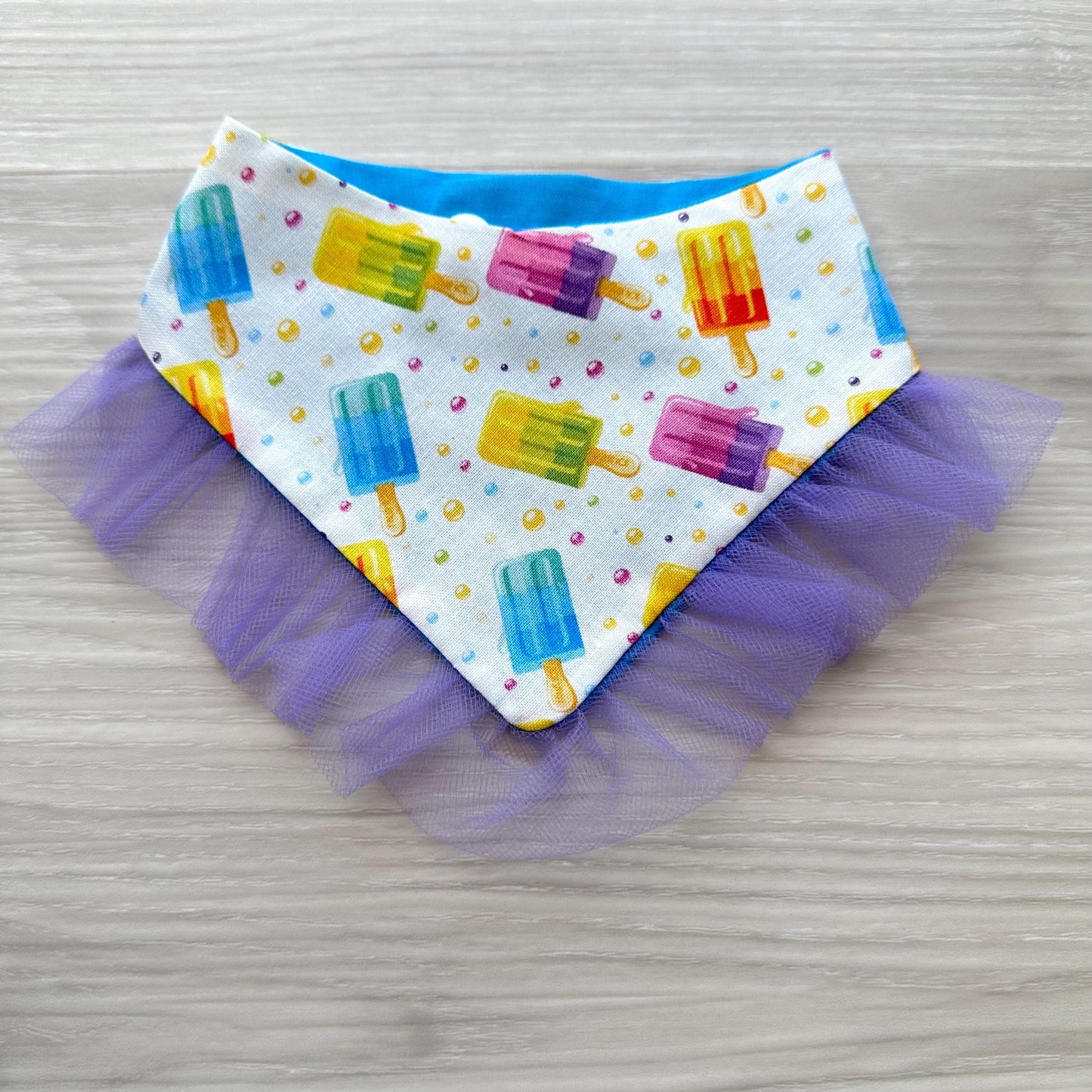 Ice Cream Summer Dog Bandana with Ruffles & Matching Hair Bow Pet Accessory Set Dog Summer Outfit Cute Pet Gift Summer Outfit for Small Dogs