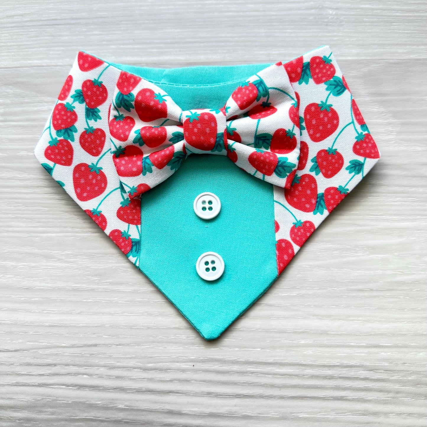 Strawberry Summer Dog Tuxedo Bandana with Bowtie Summer Formal Wear for Dogs Wedding Party Attire bandana with snaps closure fun dog bandana