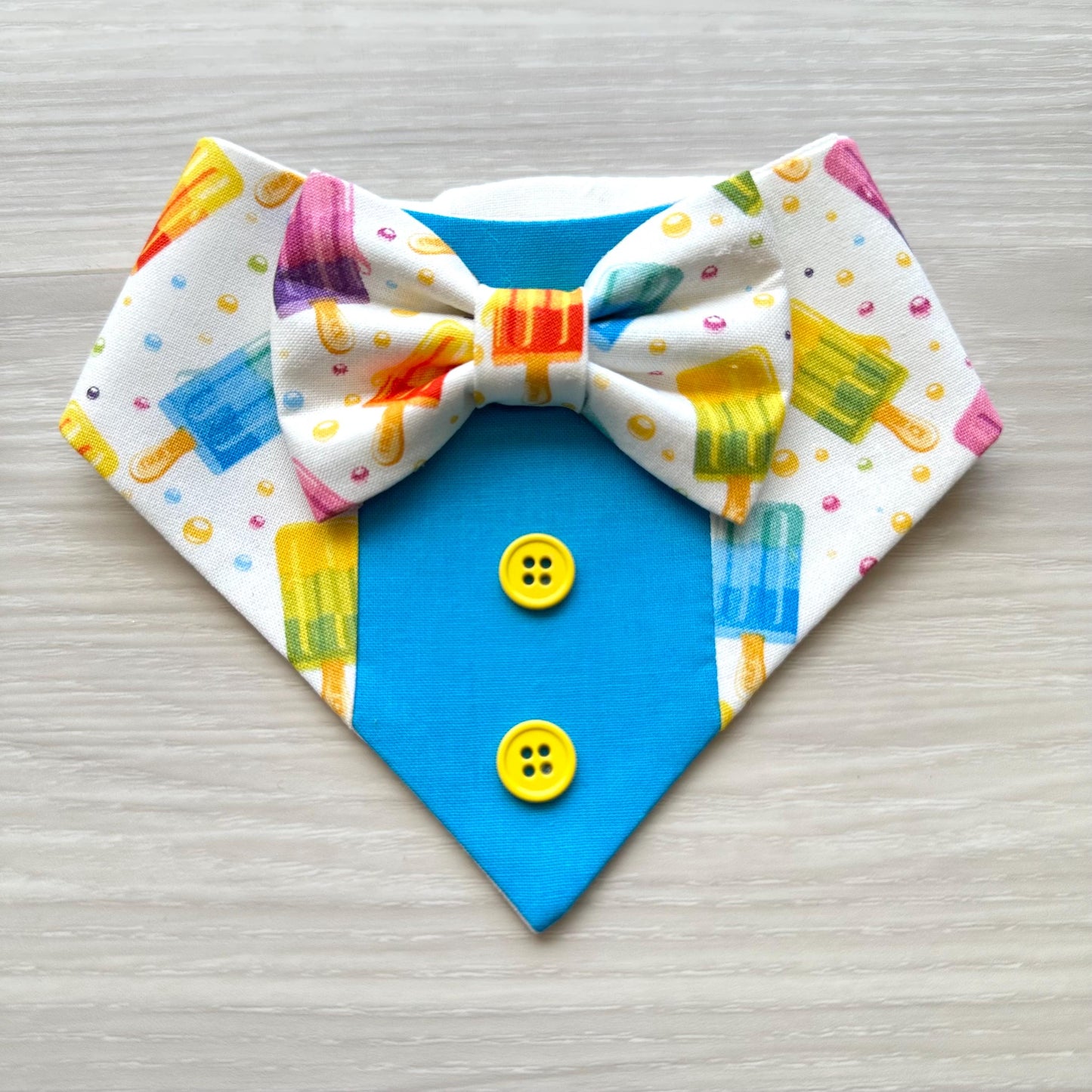 Ice Cream Summer Dog Tuxedo Bandana with Bowtie Summer Formal Wear for Dogs Wedding Party Attire bandana with snaps closure fun dog bandana