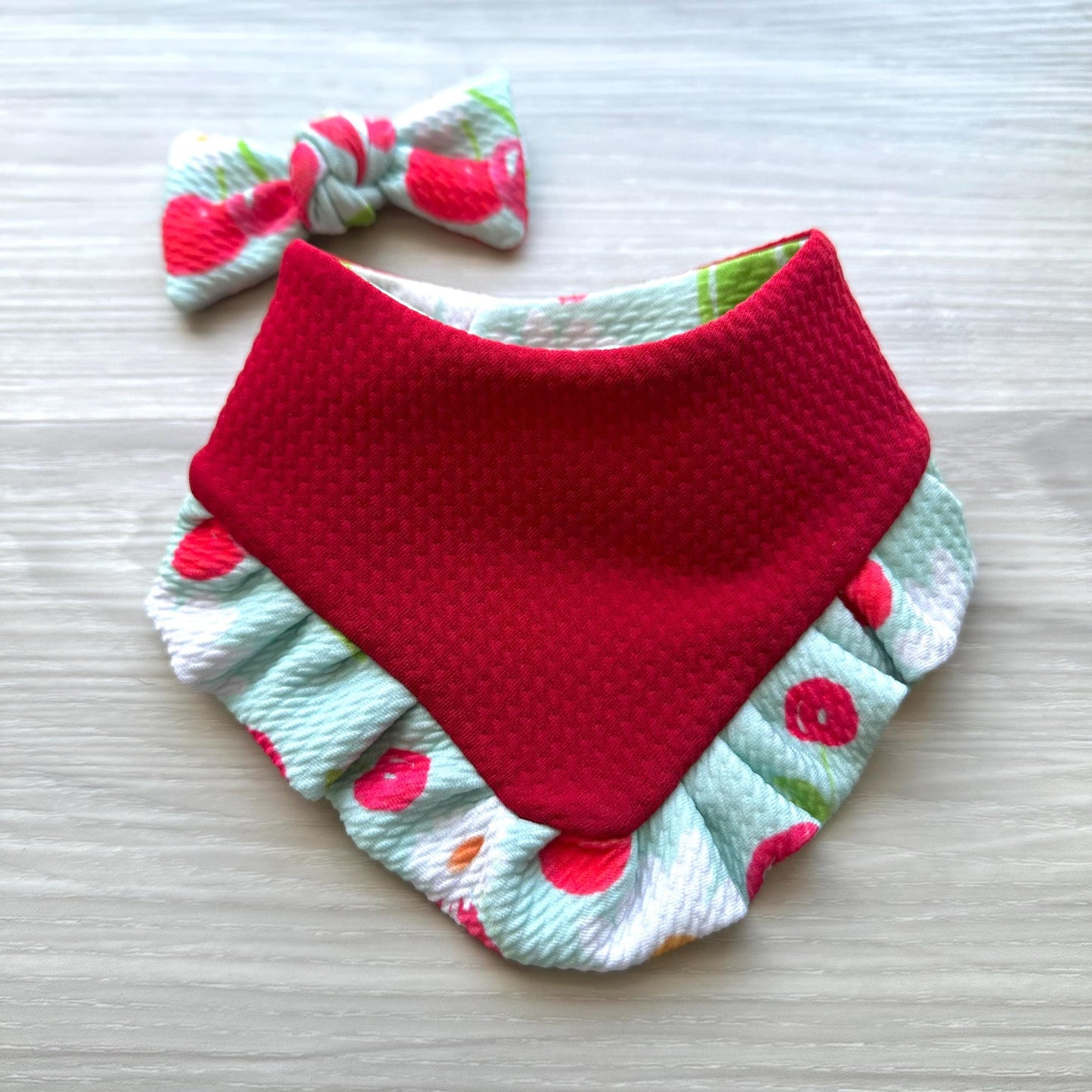 Cherry Summer Dog Bandana with Ruffles