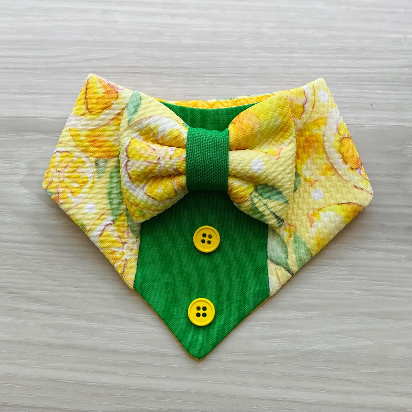 Lemon Summer Dog Tuxedo Bandana with Bowtie Summer Formal Wear for Dogs Wedding Party Attire bandana with snaps closure fun dog bandana