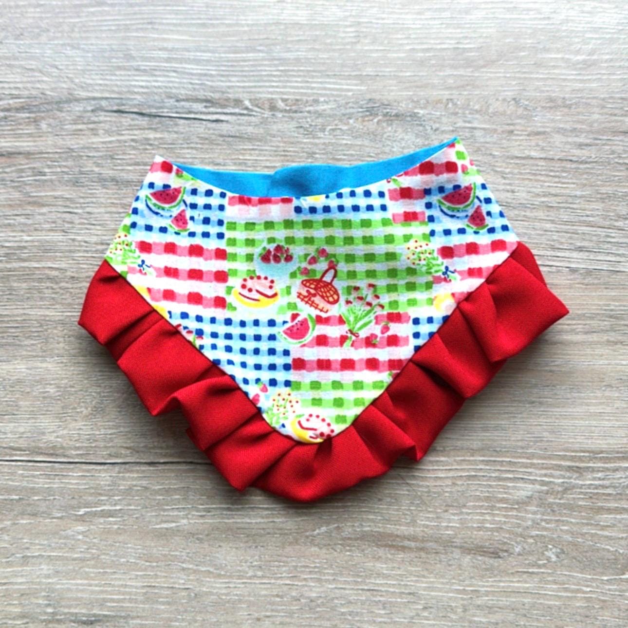 Summer Dog Bandana with Ruffles picnic fruits Accessory Set Dog Summer Outfit Cute Pet Gift Summer Outfit for Small Dogs