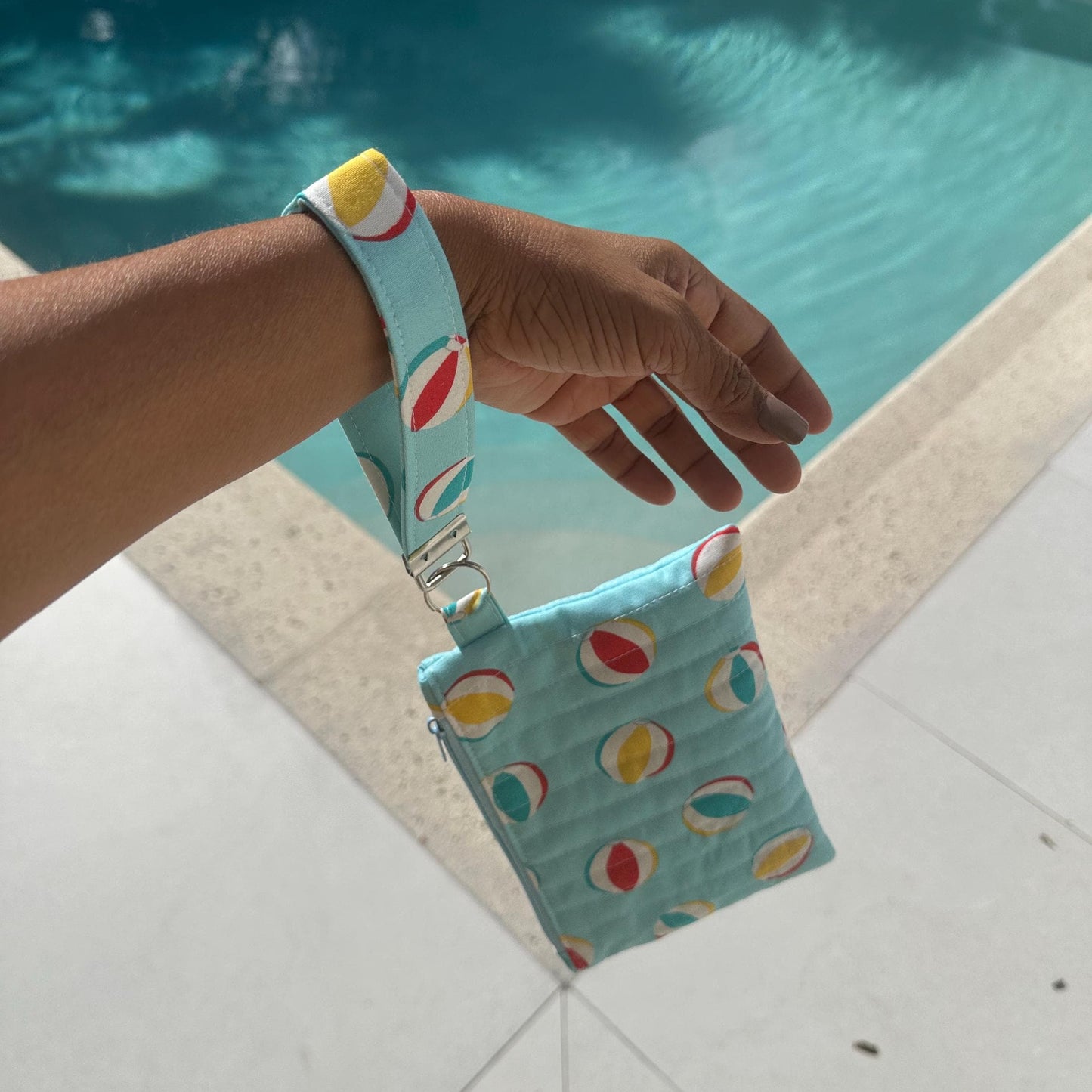 SET Zipper Pouch/Coin Purse with Matching Key Fob Handmade Quilted wristlets key chain wallets
