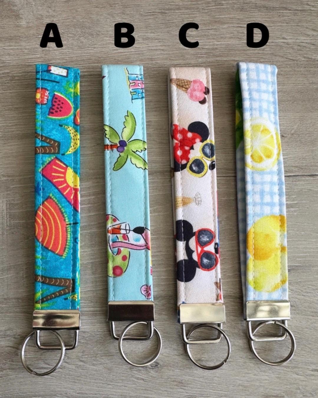 Summer keychain wristlets strap, Silver or gold fob, cute lanyard, spring key fob wristlets,