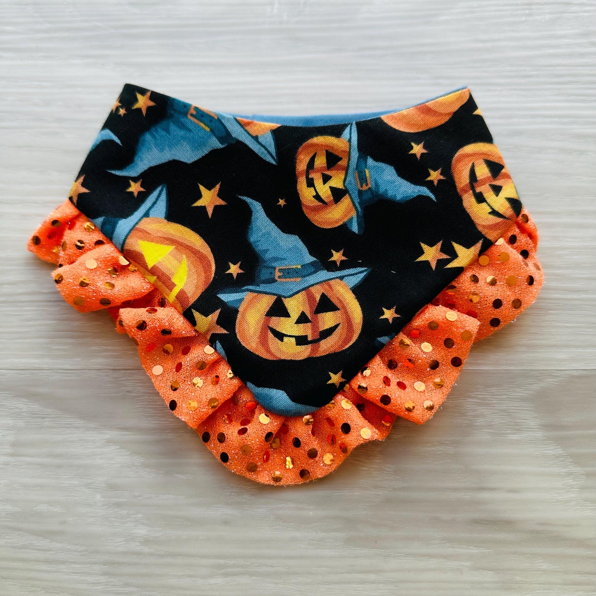 Halloween Dog Bandana | Spooky Pet Bandana | Jack o Lantern Pet Bandana | Reversible Dog Bandana | Double Sided Pet Bandana with ruffle