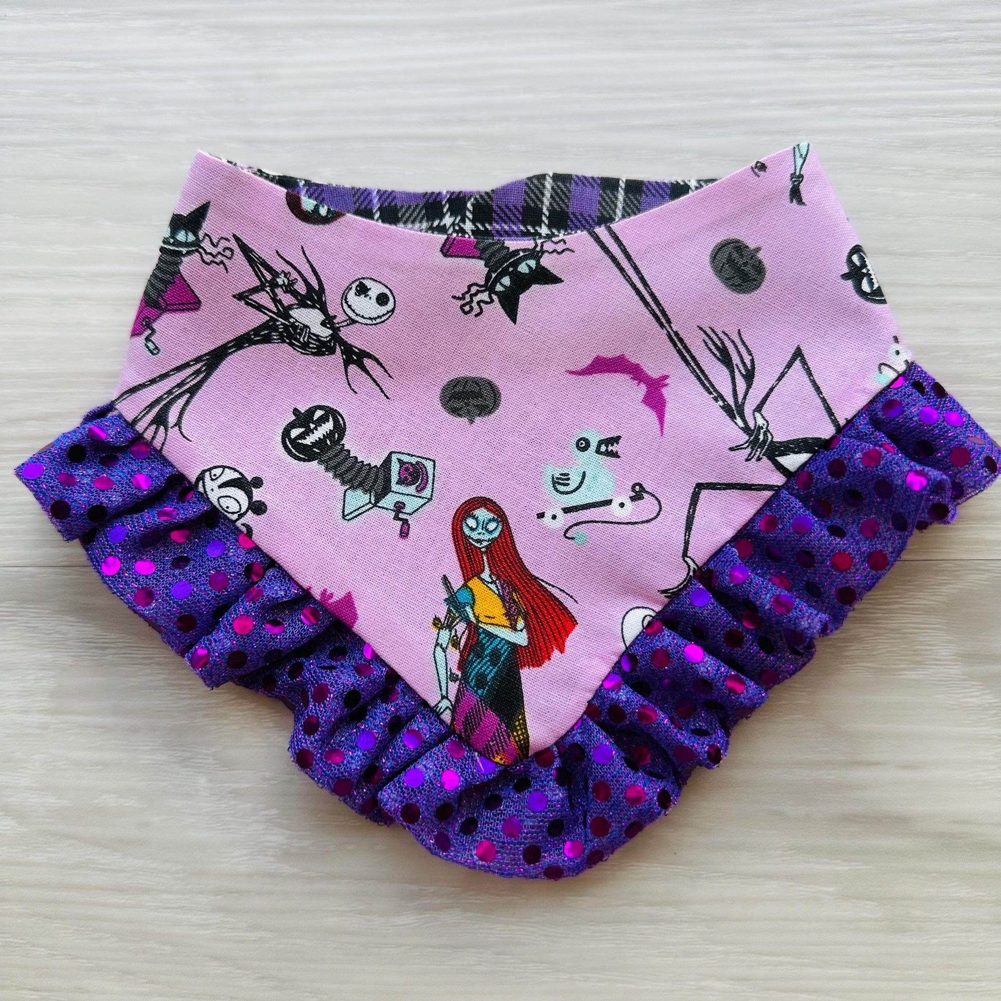 Halloween Dog Bandana | Spooky Pet Bandana | Purple Pet Accessory | Reversible Dog Bandana | Double Sided Pet Bandana with ruffle
