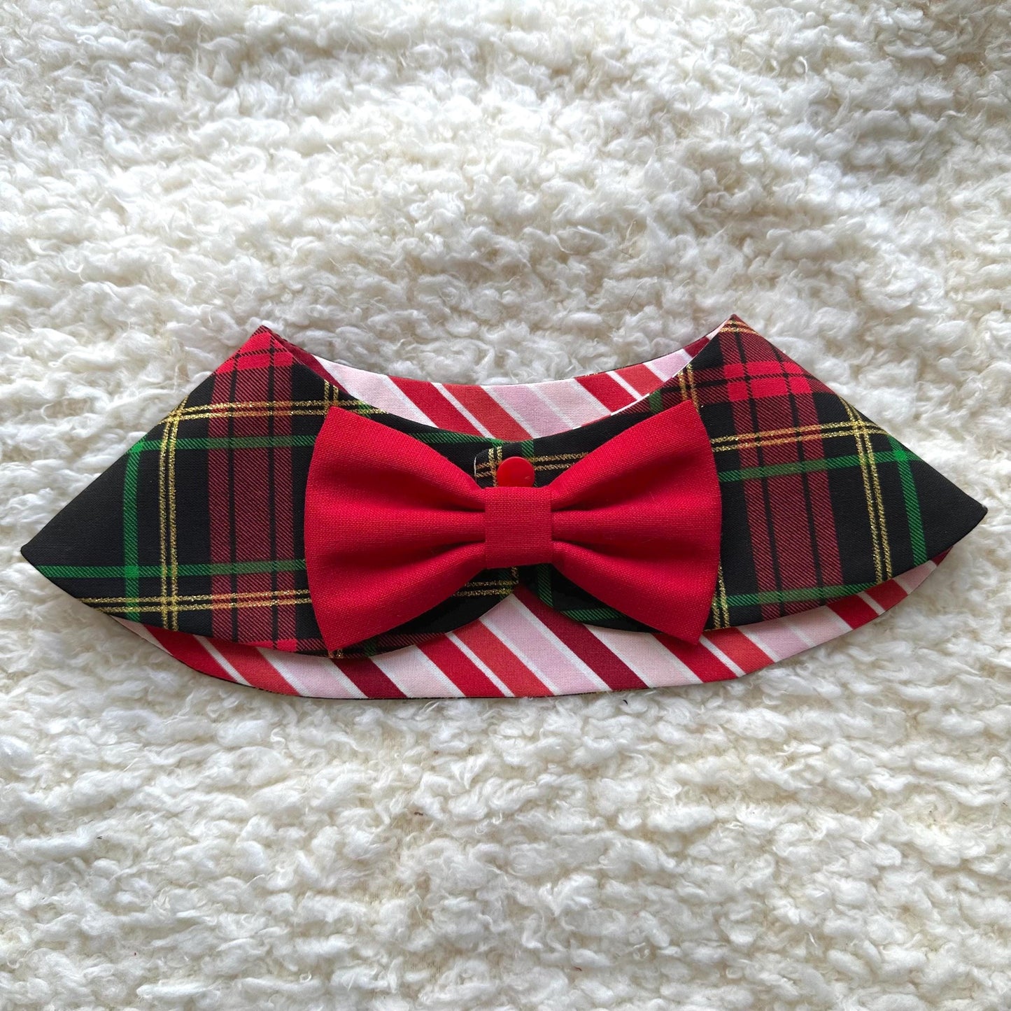 Christmas Dog Bandana Cape with Bowtie, Black Green Plaid Neck Collar Boy, Dog Neck Scarf, Dog Accessories Scarf, Gift for puppies