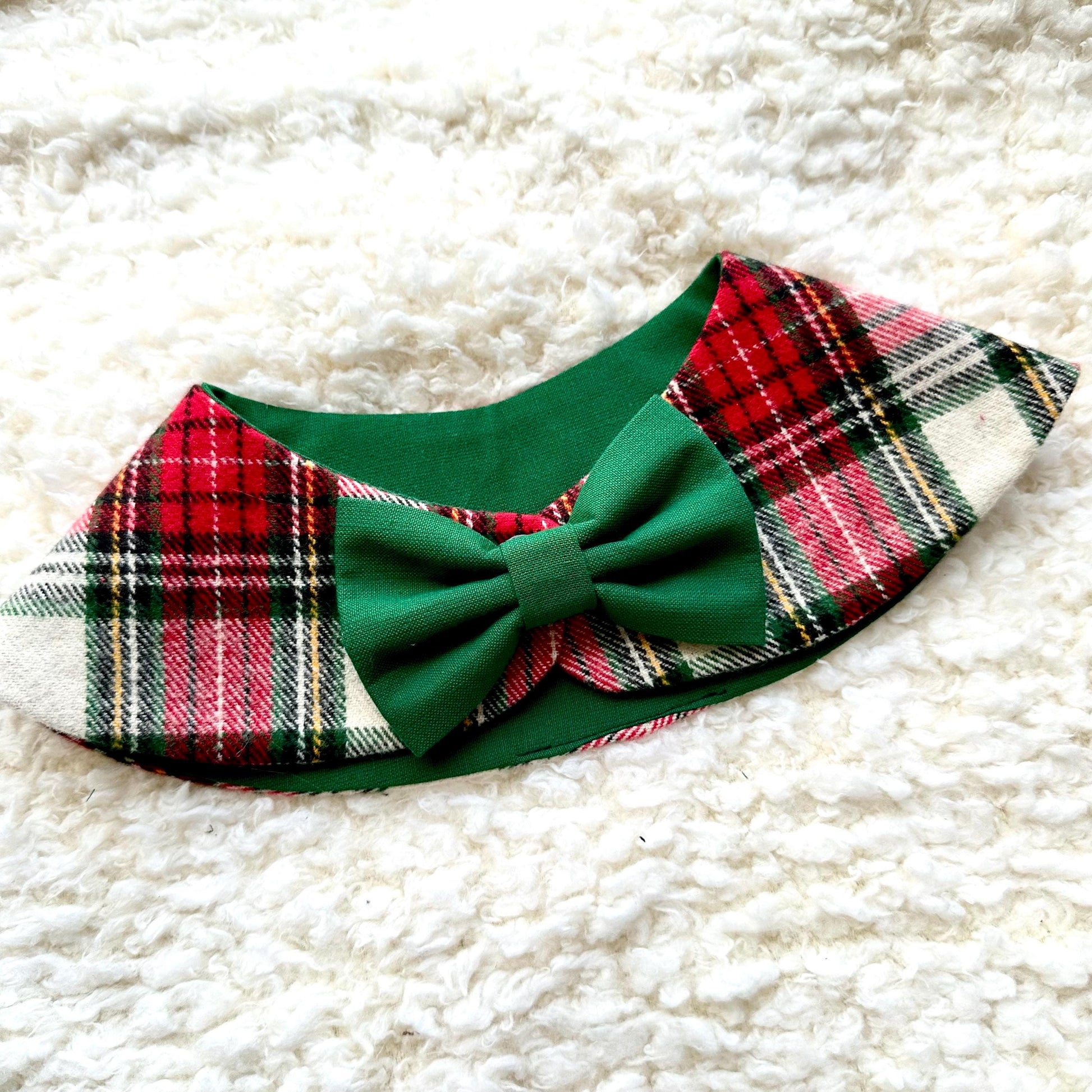 Christmas Dog Bandana Cape with Bowtie, Red white tartan Neck Collar Boy, Dog Accessories Scarf, Dog Mom Gift, Gift for puppies