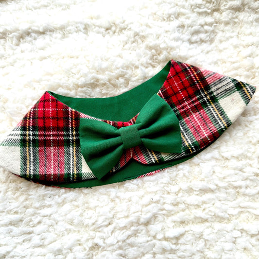 Christmas Dog Bandana Cape with Bowtie, Red white tartan Neck Collar Boy, Dog Accessories Scarf, Dog Mom Gift, Gift for puppies