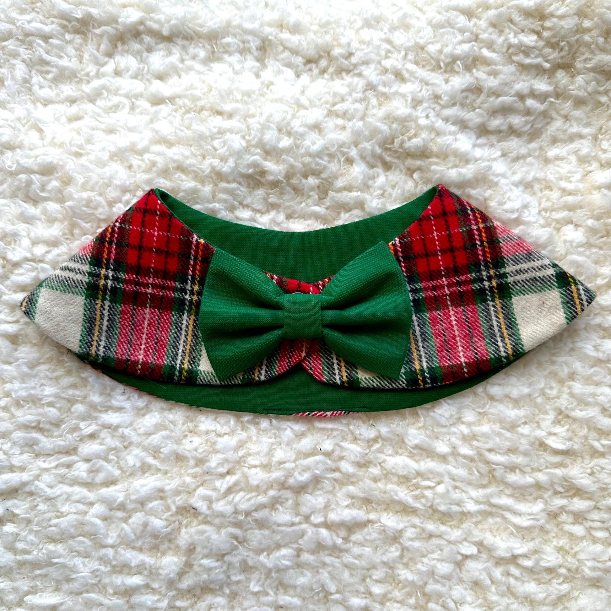Christmas Dog Bandana Cape with Bowtie, Red white tartan Neck Collar Boy, Dog Accessories Scarf, Dog Mom Gift, Gift for puppies