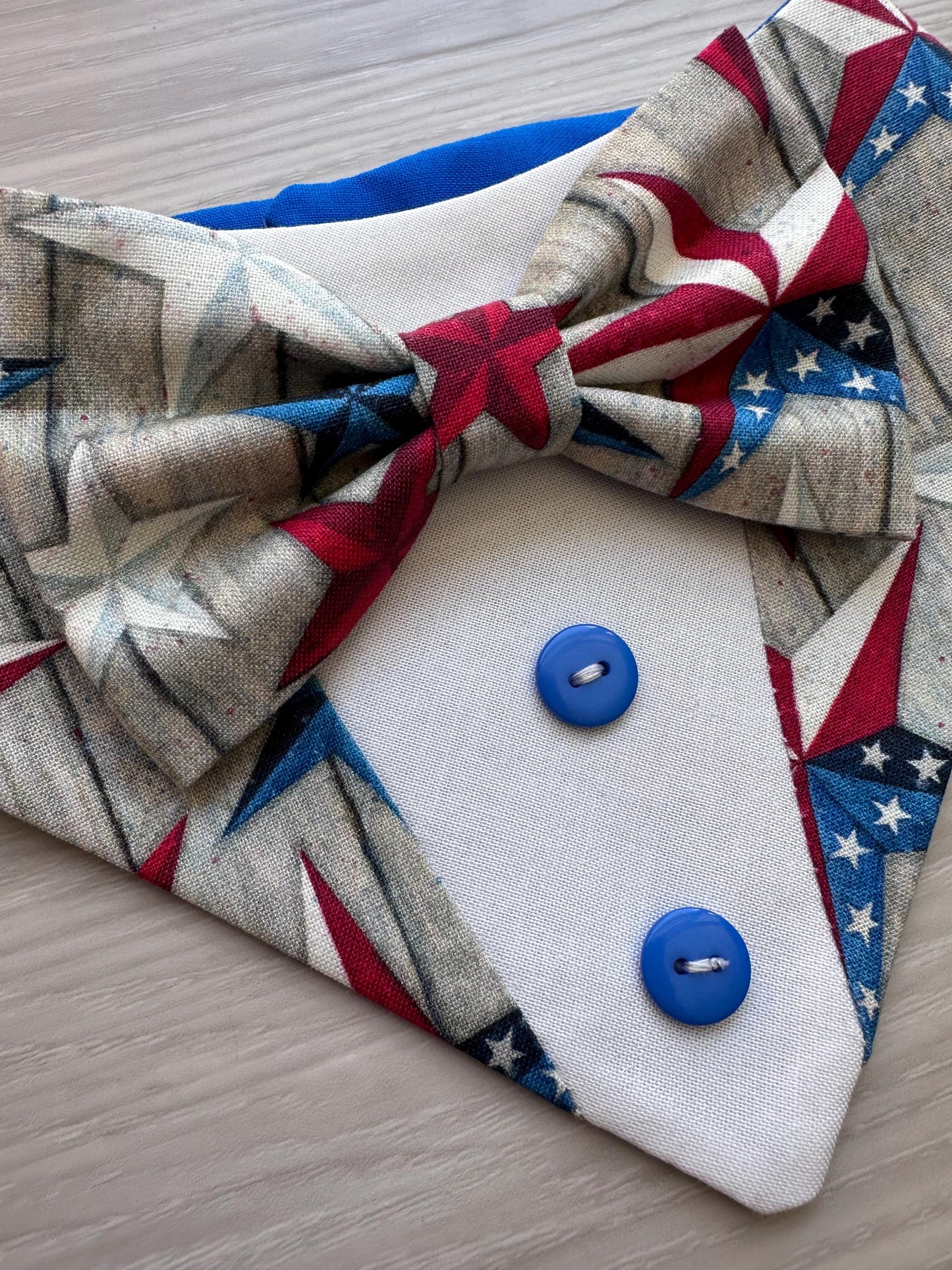 Patriotic Dog Tuxedo Bandana, 4th of July Pet Bandana, USA Star Flags Dog Scarf, Independence Day Dog Gift, American Flag Dog Bandana